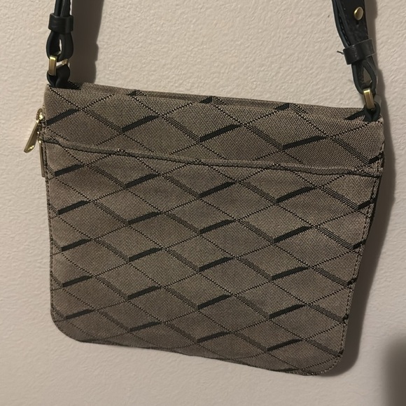 Fossil Purse Preston Canvas Expandable Zipper Geo Pattern Crossbody GUC - Picture 9 of 9